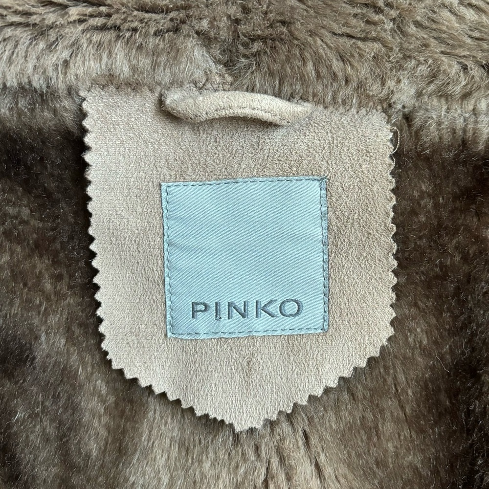 Pinko Faux Fur Suede Coat Cream Size Medium - Picture 4 of 17